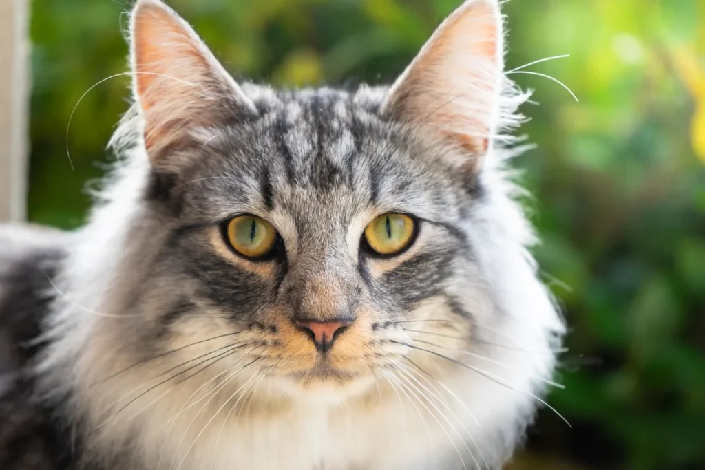 Visage de chat Persan de face, illustrant les traces de larmoiement chronique sous les yeux